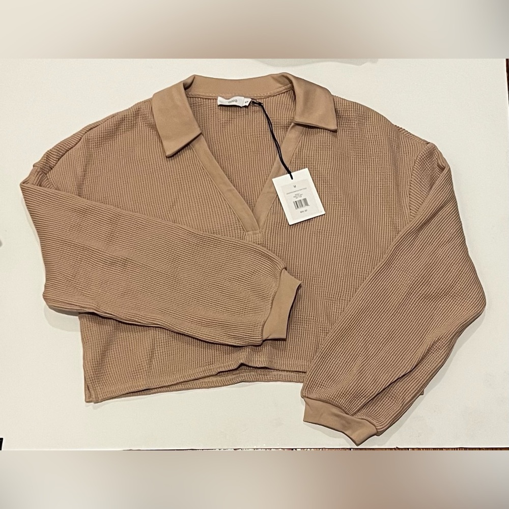 onia v neck cropped waffle